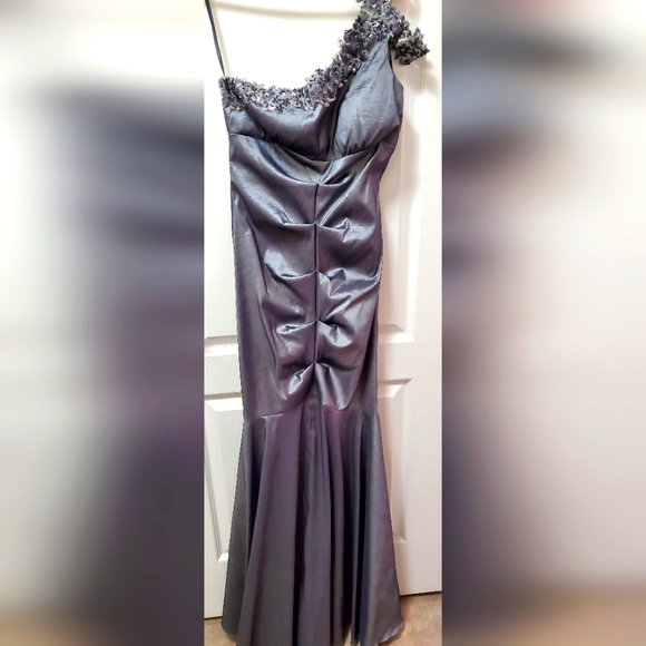 Cache Silver Long Evening Gown in Size 8 - Picture 9 of 9